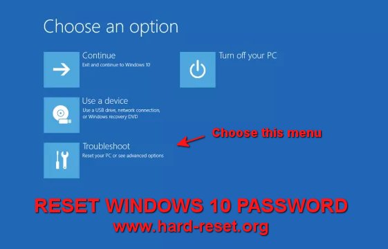 hard reset microsoft windows 10 forget password