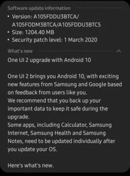 upgrade samsung galaxy a10 with android 10 official OS