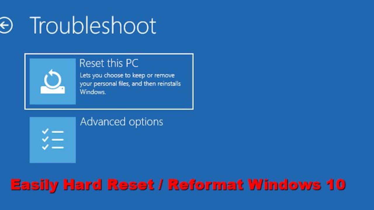 How To Hard Reset Windows